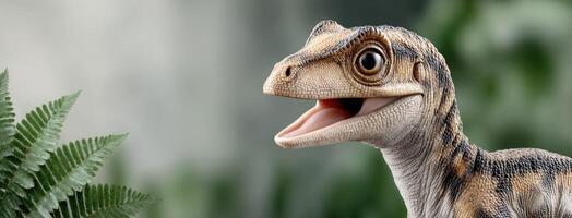 A close up of a dinosaur with its mouth open photo
