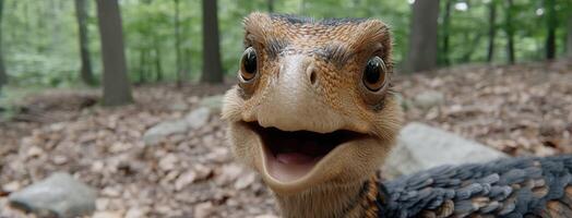 A close up of a bird with its mouth open photo
