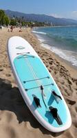 A blue and white surfboard photo