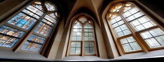 The stained glass windows in the cathedral of st petersburg photo