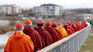 A group of men in red hats photo