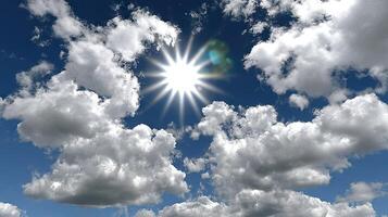 The sun shines brightly through the clouds in this image photo