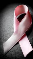 Breast cancer awareness ribbon on black background photo