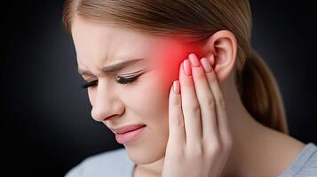 A woman with a painful ear photo