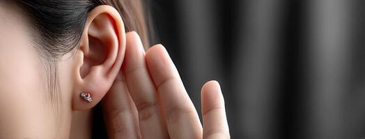 A woman's ear with a diamond stud in it photo