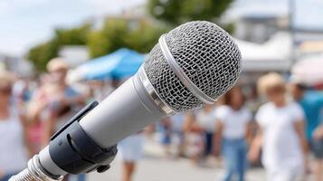 Microphone at a street market photo