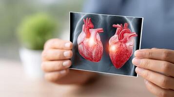 A person holding up a photo of a heart