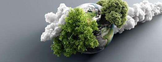 The earth is surrounded by trees and clouds photo