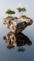 A small island with two trees on it photo