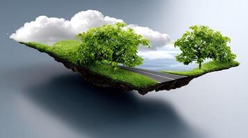 A 3d illustration of a road and trees on an island photo