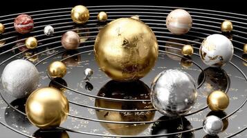 Golden planets and planets in a circle photo