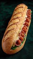 A sandwich with cheese and meat photo