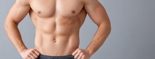 A man with no shirt on his chest photo