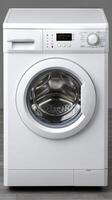 A white washing machine with a door open photo