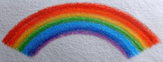 A rainbow is drawn on a white cloth photo