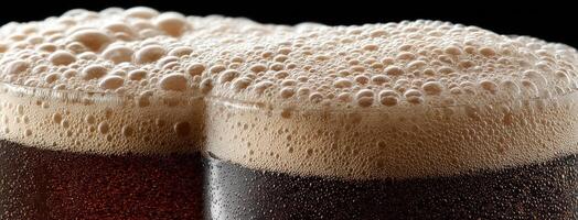 Two glasses of beer with foam on top photo