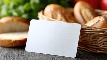 A basket with bread and a blank card photo