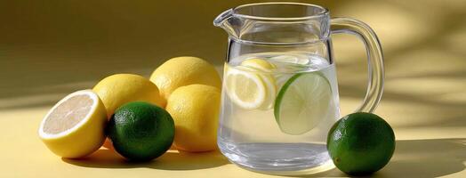 Lemon water with lime photo
