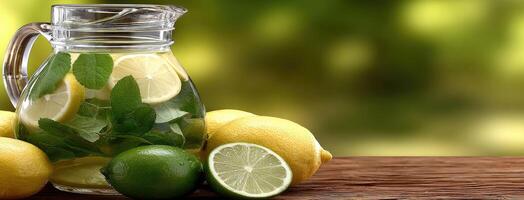 Lemon and lime juice in a pitcher photo