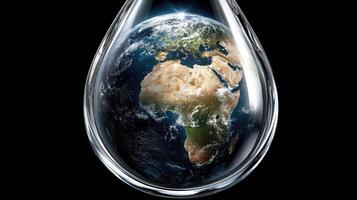 The earth is in a glass drop photo