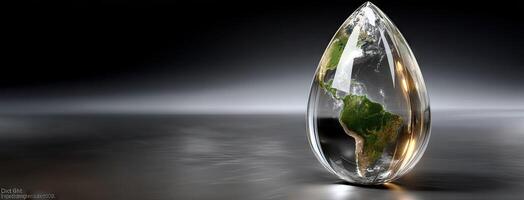 A glass globe with a reflection of the earth inside photo