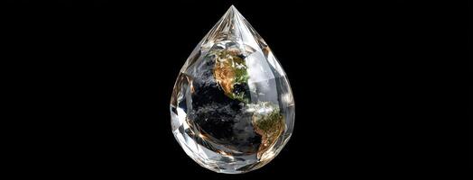 A crystal with a globe inside of it photo