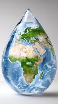 A drop of water with the earth inside photo