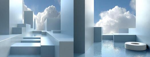 A toilet sitting in a room with a blue sky photo