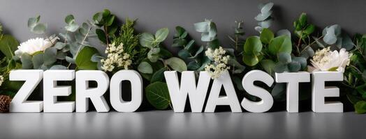 Zero waste concept with flowers and leaves photo