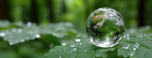 A glass globe with water drops on it photo