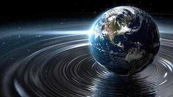 The earth is surrounded by a swirl of water photo