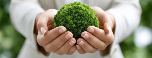 Hands holding a small green plant photo