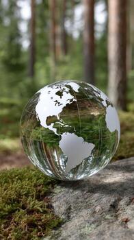 A globe with a tree in the background photo