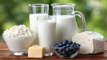 Dairy products including milk, cheese, yogurt and butter photo