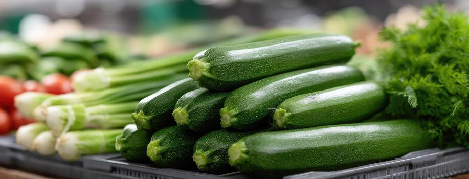 A bunch of green vegetables are on display photo