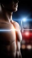 A man's chest with an ecg line photo