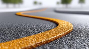 A road with an orange line on it photo