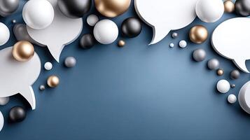 White and gold speech bubbles on blue background photo