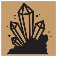 Geometric black crystal cluster illustration on tan background for design and decoration vector