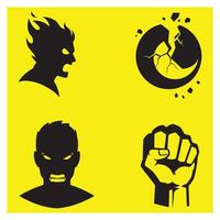 Abstract illustrations of powerful anger and destructive force on yellow background vector