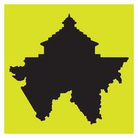Silhouette of indian subcontinent combined with temple design in bright yellow background vector