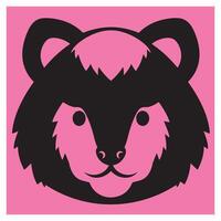 Graphic illustration of a simple and cute bear face design on a pink background vector