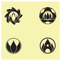 Elegant black and white floral and abstract logos on a pale yellow background vector