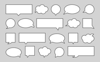 Speech bubbles in flat style. Speak text chatting box with editable stroke. Message empty textbox. Blank white balloon. Comic elements of geometric shapes. vector