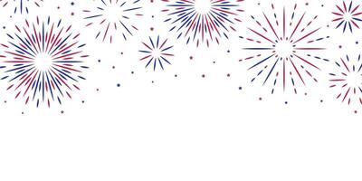 4th of July background with copy space. USA Independence Day fireworks banner. Red, blue, white United States flag color frame. Labor or Memorial day backdrop with stars, simple sparkle, text place vector