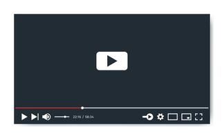 Player screen template. Social media, web, mobile Interface mockup ui ux. Media app display. Multimedia viewer access. Playback software design in dark theme and flat style. vector