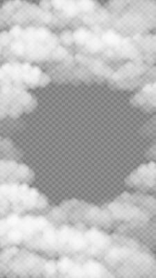 Fog, smoke, white smog clouds social media stories template. Morning mist over the ground or water surface frame with copy space. Steam at night club, magic haze, natural evaporation. Realistic 3d.