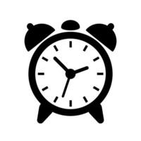 Vintage Alarm Clock Icon. Black and White Retro Wake Up Symbol for Time Management and Scheduling vector