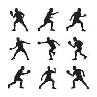 Dynamic Silhouettes of Table Tennis Players in Action, Showcasing Intense Gameplay and Athleticism - Professional digital artwork with vibrant colors and detailed composition vector