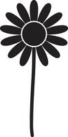 Elegant Black Silhouette of a Daisy Flower Standing Tall Against a White Background, Evoking Simplicity and Serenity vector